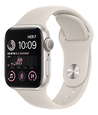 Apple Watch SE 2022 GPS 44mm aluminium Lumière stellaire, Bracelet Sport Lumière stellaire-Côté droit