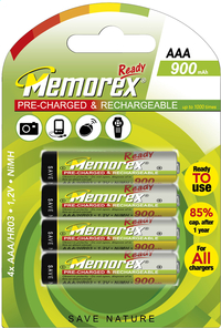 Memorex 4 AAA-batterijen Ready herlaadbaar