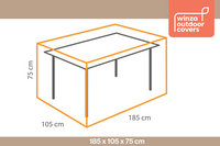 Outdoor Covers beschermhoes voor tuintafel polyester L 185 x B 105 x H 75 cm-product 3d drawing