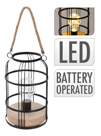 Lanterne avec éclairage LED métal/bois-Détail de l'article