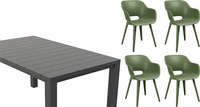 Keter ensemble de jardin Julie/Akola graphite/vert olive - 4 chaises-Avant