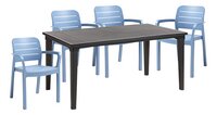 Keter tuinset Futura/Tisara grafietgrijs/blauw - 4 stoelen