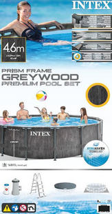 Intex zwembad Prism Frame Greywood Pool Ø 457 x H 122 cm-Vooraanzicht