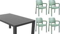 Keter tuinset Julie/Tisara grafietgrijs/groen - 4 stoelen