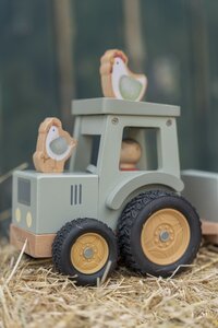 Little Dutch tracteur en bois avec remorque Little Farm-Image 4