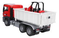 Bruder vrachtwagen MAN TGS met rolcontainer en compacte lader-Achteraanzicht