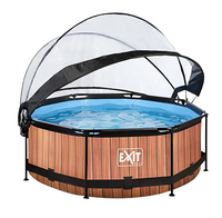 EXIT piscine avec coupole Ø 2,44 x H 0,76 m Wood-Côté gauche