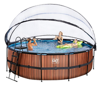 EXIT piscine avec coupole et pompe à chaleur Ø 4,5 x H 1,22 m Wood-Image 1