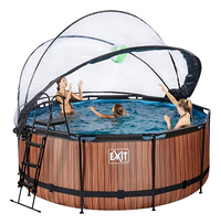 EXIT piscine avec coupole et pompe à chaleur Ø 3,6 x H 1,22 m Wood-Image 2