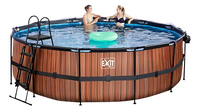 EXIT piscine avec coupole et pompe à chaleur Ø 4,5 x H 1,22 m Wood-Image 2