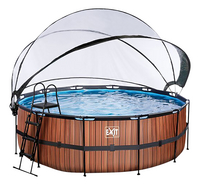 EXIT zwembad met overkapping en warmtepomp Ø 4,27 x H 1,22 m Wood-Vooraanzicht