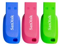 SanDisk clé USB Cruzer Blade 32 Go bleu-rose-vert - 3 pièces