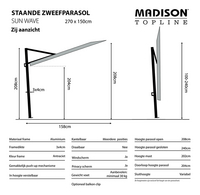 Madison parasol de balcon Sun Wave 1,5 x 3 m écru-Détail de l'article