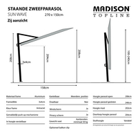Madison balkonparasol Sun Wave 1,5 x 3 m taupe-Artikeldetail