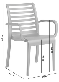 Grosfillex tuinset Vega/Slat wit - 6 stoelen-Vooraanzicht