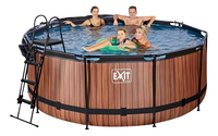 EXIT piscine avec coupole et pompe à chaleur Ø 3,6 x H 1,22 m Wood-Image 1