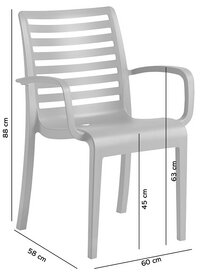 Grosfillex tuinset Miami/Slat Slate Grey/antraciet - 6 stoelen-Vooraanzicht