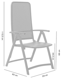 Nardi tuinset Levante/Darsena Tortora taupe - 6 verstelbare stoelen-Vooraanzicht