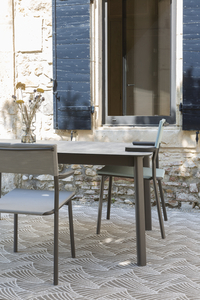 Lafuma ensemble de jardin Oron aspect béton extensible - 6 chaises beige-Image 4