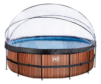 EXIT piscine avec coupole et pompe à chaleur Ø 4,88 x H 1,22 m Wood