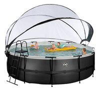 EXIT piscine avec coupole et pompe à chaleur Ø 4,5 x H 1,22 m Black Leather-Image 1
