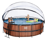 EXIT piscine avec coupole et pompe à chaleur Ø 4,88 x H 1,22 m Wood-Image 1