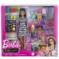 Barbie Klaslokaal met leerkracht en 2 leerlingen + accessoires