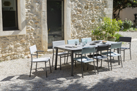Lafuma ensemble de jardin Oron aspect béton extensible - 6 chaises beige-Image 1