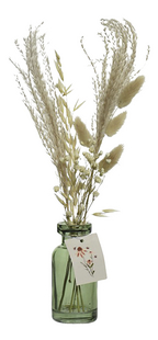 Decoris glazen vaas met droogbloemen - groen
