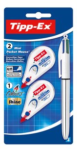 Tipp-Ex roller de correction Mini Pocket Mouse + Bic stylo à bille 4 couleurs Shine