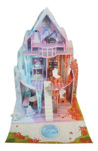 Maison de poupées en bois Château de glace avec 9 meubles - H 108 cm-Avant