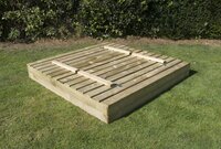BnB Wood Bac à sable carré avec couvercle en bois 120x120cm-Image 2