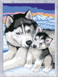 Ravensburger Schilderen op nummer Huskies met glitter-Vooraanzicht