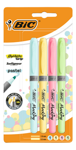 Bic surligneur fluo Highlighter Grip Pastel - 4 pièces