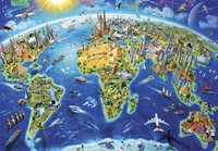Educa Borras puzzel Symbolen Wereldkaart-Vooraanzicht