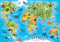 Educa Borras Geopuzzel Dieren Wereldkaart-Vooraanzicht