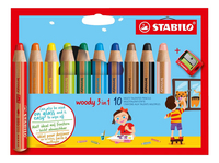 STABILO crayon de couleur Woody 3 en 1 - 10 pièces