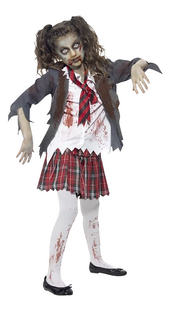 Verkleedpak zombie schoolmeisje maat 146-158