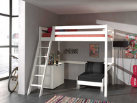 Vipack lit en mezzanine Pino 140x200 cm blanc + canapé-lit et armoire à 2 portes-Image 3