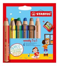 STABILO crayon de couleur Woody 3 en 1 épais - 6 pièces