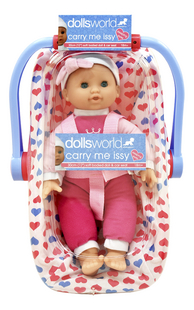 Dolls World poupée souple Issy et son siège-auto rose - 30 cm-Avant