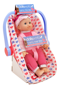 Dolls World poupée souple Issy et son siège-auto rose - 30 cm-Côté gauche