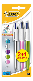 Bic stylo à bille 4 couleurs Shine - 3 pièces