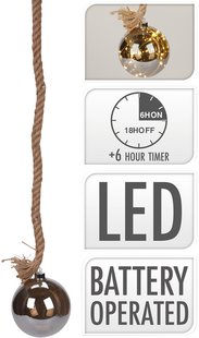 Guirlande lumineuse LED boule de verre sur corde
