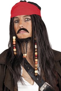 Perruque Pirate avec moustache et barbe