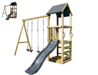 Portique avec tour de jeu et tobbogan Wombat+ Mercure anthracite