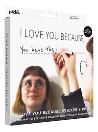 Decoratie vinyl spiegelsticker I Love You Because-Linkerzijde