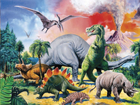 Ravensburger puzzel Tussen de dinosauriërs-Vooraanzicht