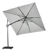 Platinum parasol suspendu Voyager T2 aluminium (2,7 x 2,7 m) gris clair
