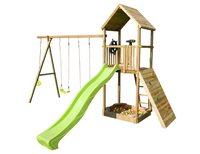 Portique avec tour de jeu et tobbogan Wombat+ Saturne vert lime